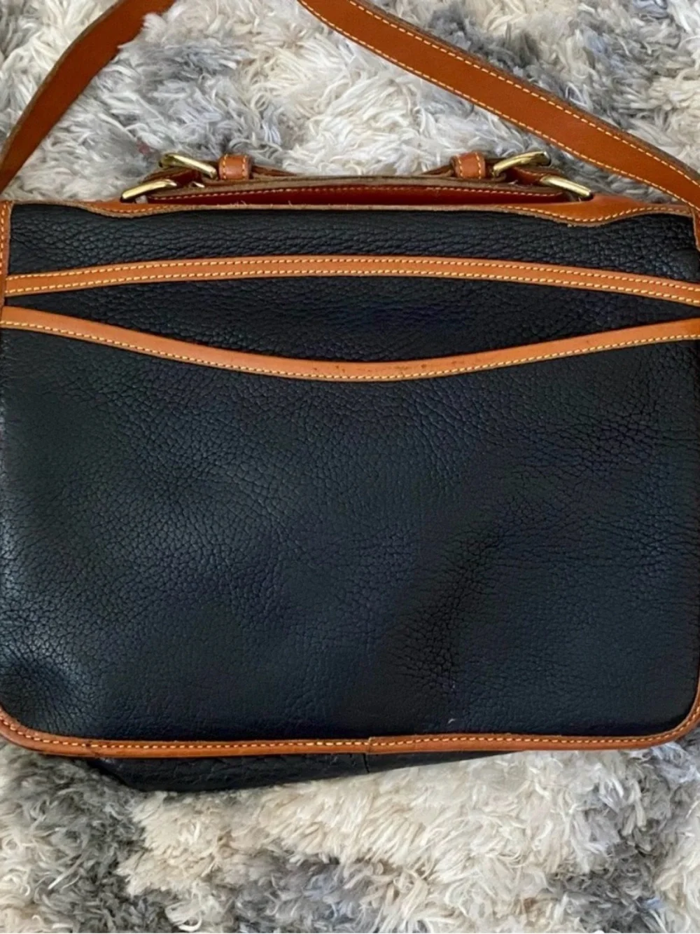 Dooney & Bourke Black and Brown Leather Messenger Bag